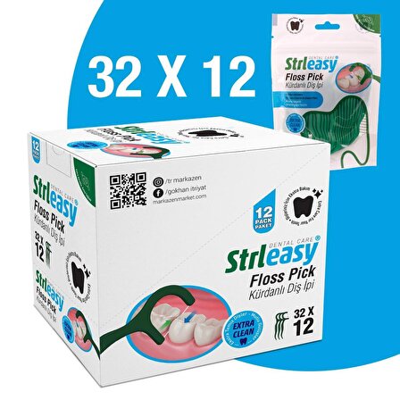 STRLEASY KÜRDANLI DİŞ İPİ (FLOSS PICKS) 32'Lİ