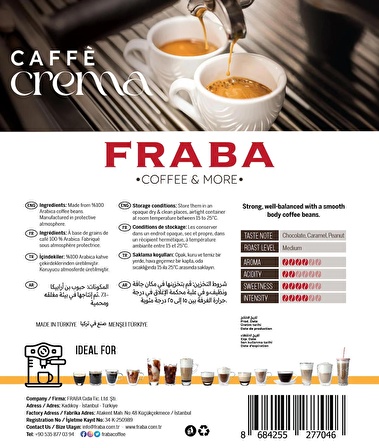 Fraba Caffe Crema Barista Edition Espresso Çekirdek Kahve 500g