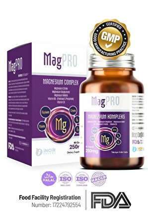 Magnezyum (SİTRAT, MALAT, BİSGLİSİNAT) Complex 250 Mg Vitamin B6 & Vitamin D3 Kompleks (60 KAPSÜL)