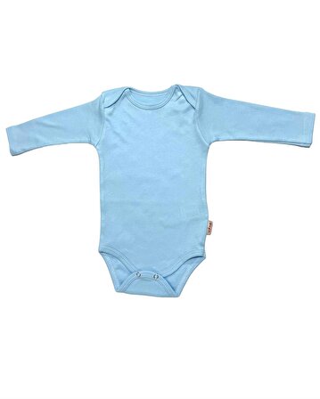 Çıtçıtlı Bebek Body Zıbın Uzun Kollu Pamuklu Mavi