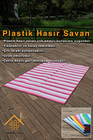 SİMEREV HALI Hasır Savan Mat Plaj Kamp Piknik Bahçe Balkon Teras Yıkanabilir Katlanabilir Kilim