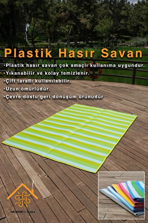 SİMEREV HALI Katlanabilir Plaj Kamp Piknik Bahçe Balkon Teras Hasır Mat Savan Karavan Halısı Kilim