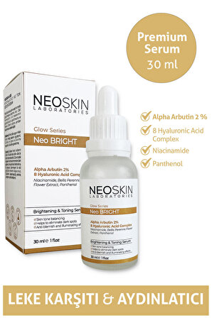 Neo Bright - Leke Karşıtı, Cilt Tonu Eşitleyici, Aydınlatıcı Premium Serum (Arbutin %2 +Hyaluronic Acid + Niacinamide)