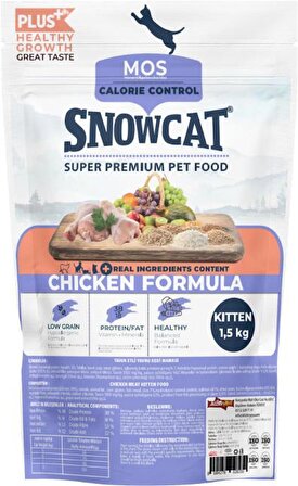 Snow Cat Plus Düşük Tahıllı Yavru Tavuklu Kedi Maması 1,5 Kg