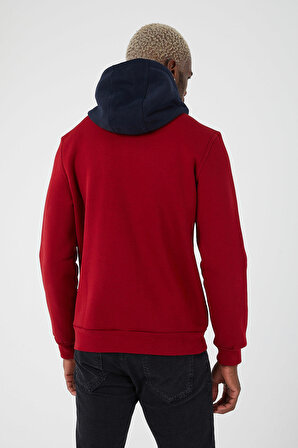 İçi Polarlı Regular Fit Standard Kesim Yarım Fermuarlı Basic Kapüşonlu Sweatshirt