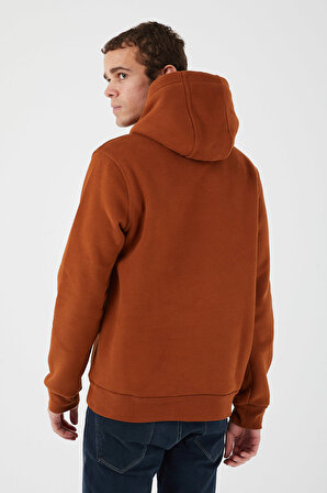 İçi Polarlı Regular Fit Standard Kesim Kanguru Cepli Basic Kapüşonlu Sweatshirt