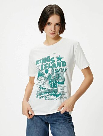 4SAL10179IK Koton Kadın T-shirt EKRU