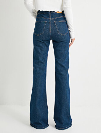 İspanyol Paça Kot Pantolon Slim Fit Standard Bel Esnek Pamuklu Cepli - Victoria Jeans