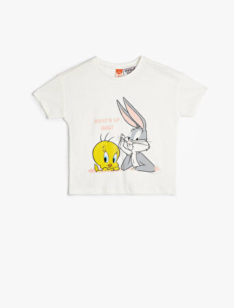 Tweety ve Bugs Bunny Tişört Lisanslı Baskılı Kısa Kollu Pamuklu