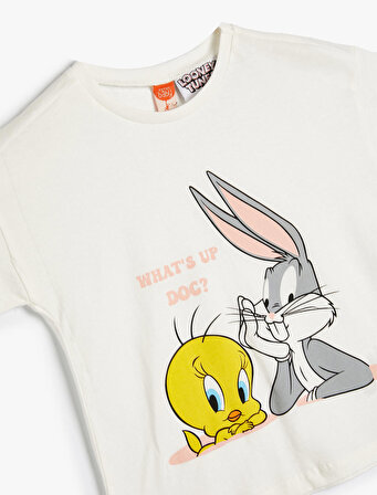 Tweety ve Bugs Bunny Tişört Lisanslı Baskılı Kısa Kollu Pamuklu
