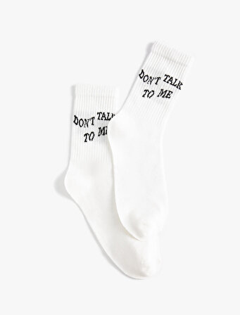 Soket Çorap Slogan İşlemeli