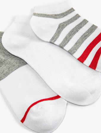 3’lü Çok Renkli Çizgili Pamuk Karışımlı Çorap Seti