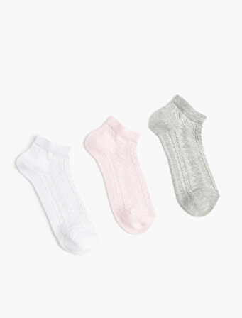 Çorap Seti Basic Dokulu 3’lü Çok Renkli Pamuklu