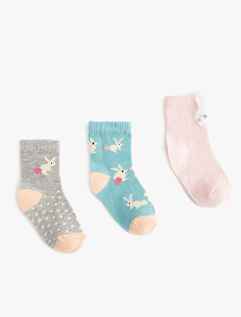3’lü Çok Renkli Pamuklu Çorap Seti
