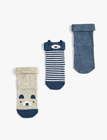 3'lü Ayıcık Desenli Çorap Seti