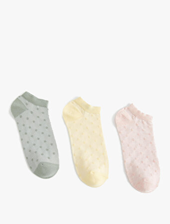 Puantiyeli 3'lü Patik Çorap Seti Çok Renkli