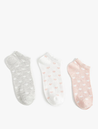 Kalpli 3'lü Patik Çorap Seti Çok Renkli