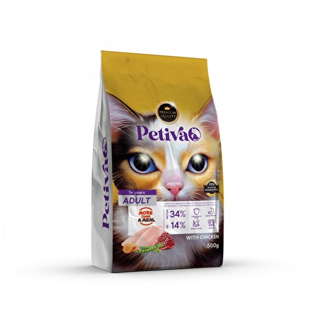 Petiva Yetişkin Kedi Tavuk Etli 0,5 Kg