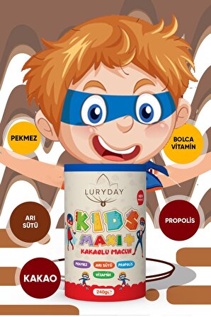 Kids Maxi Çocuk Macunu Kakao Propolis Pekmez Arı Sütü Bal Ve Vitamin 240 Gr