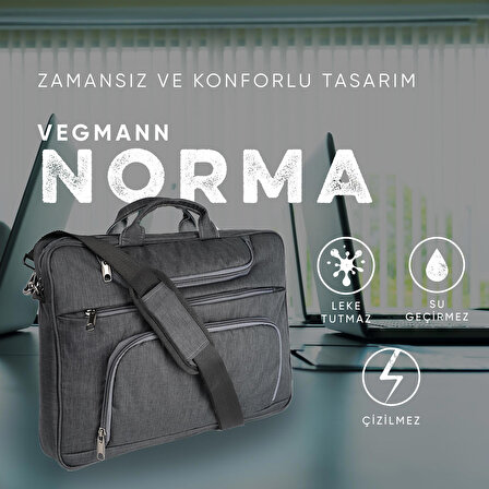 Vegmann Norma 15-15,6 inç Dizüstü Bilgisayar Uyumlu Antrasit Evrak ve Laptop Çantası