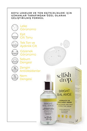 Selfish Drop Leke Karşıtı Aydınlatıcı Set (Bright Balance + Mango and Green Tea Extract Cleansing Gel)