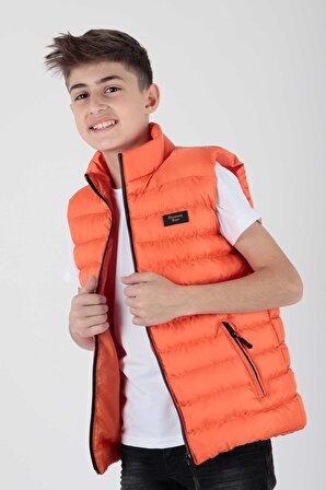 Erkek Çocuk Kapüşonsuz Moda Trendi Şişme Yelek Ak215354