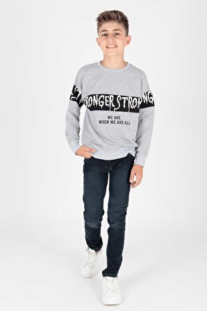 Erkek Çocuk Strong Baskılı Trend Sweatshirt Ak15106