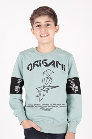 Erkek Çocuk Origami Baskılı Trend Sweatshirt Ak15160