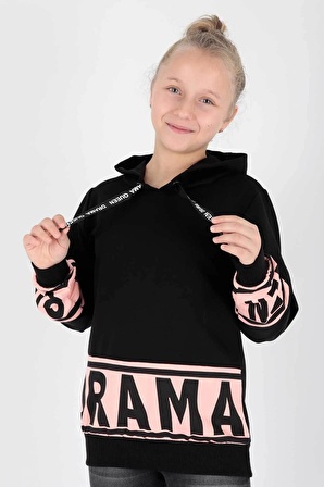 Kids Kız Drama Baskılı Sweat Uzun Kollu Kapşonlu Sweatshirt Pamuklu Ak13433