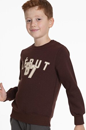 Erkek Çocuk Sweatshirt 87 Baskılı Sweat Rahat Kalıp Trend Pamuklu Kazak AK2514470