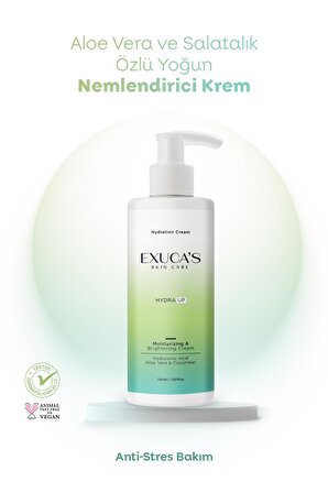 EXUCAS Moisturizing & Brightening Cream | Aloe Vera Ve Salatalık Etkili Yoğun Nemlendirici Krem 150 ml