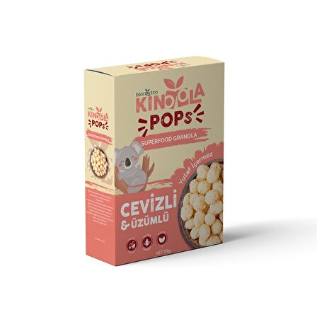 Kinoola Pop Kahvaltılık Gevrek - Cevizli & Üzümlü - Yulaf İçermeyen - Glütensiz Vegan Granola 150 g