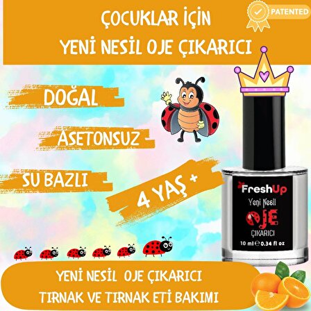 Yeni Nesil Doğal Çocuk Oje Çıkarıcı, Portakal Kokulu, 10 ml