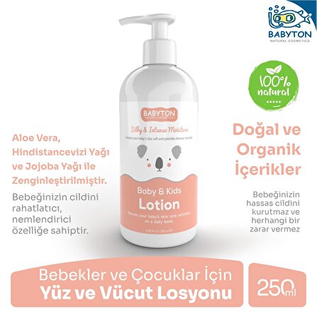 BABYTON Bebek ve Çocuklar İçin Doğal Yüz ve Vücut Losyonu 250 ML