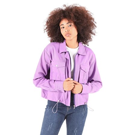 Bisantana Purple Double Pocketed Denim Jacket