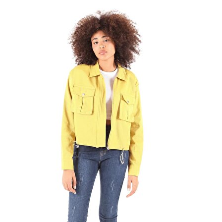 Bisantana Yellow Double Pocketed Denim Jacket