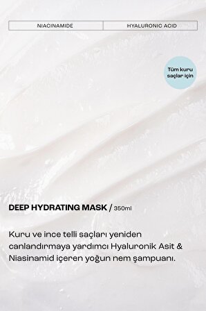 Deep Hydrating Kuru Saçlar için Yoğun Nem Maskesi 350 ml