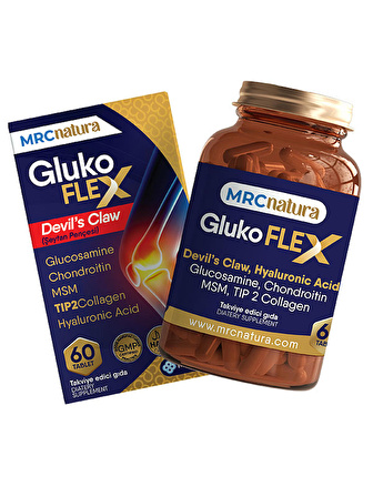 MRC NATURA GLUKOFLEX "AĞRI KESİCİ" Glukozamin Condro. MSM Tip2 kol. Devil's Claw Hyal.asit 60 tab