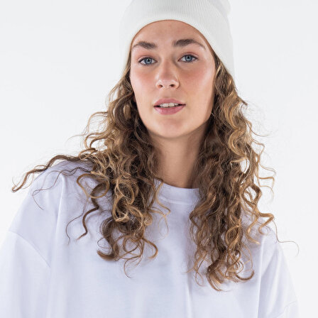Monica Kadın Beyaz %100 Koton Bisiklet Yaka Oversize Crop Tişört  | XL