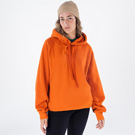 Pina Kadın Turuncu Kapüşonlu Oversize Sweatshirt Hoodie  | S