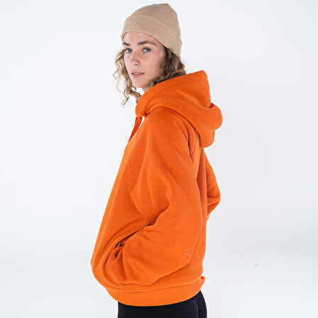 Pina Kadın Turuncu Kapüşonlu Oversize Sweatshirt Hoodie  | S