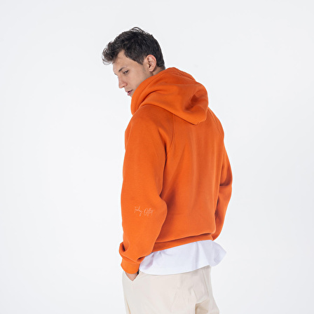 Pina Erkek Turuncu Kapüşonlu Oversize Sweatshirt Hoodie  | M