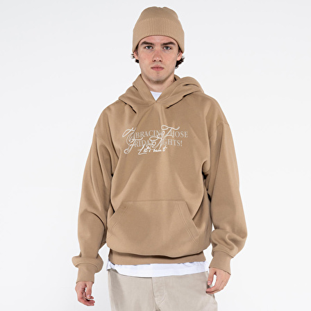 Noche Erkek Nut Kanguru Cepli Kapüşonlu Oversize Sweatshirt Hoodie  | M