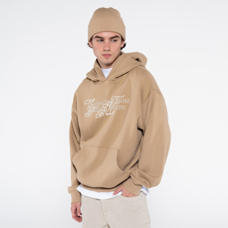 Noche Erkek Nut Kanguru Cepli Kapüşonlu Oversize Sweatshirt Hoodie  | M