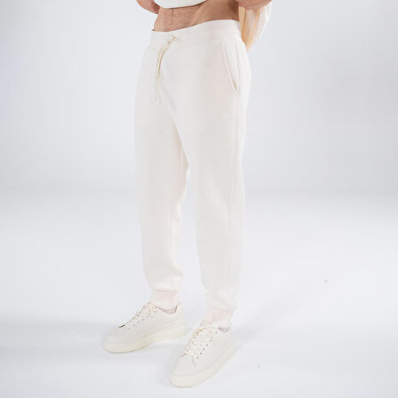 Agar Erkek Kırık Beyaz Cepli Lastikli Jogger Pantalon Eşofman Altı | XL