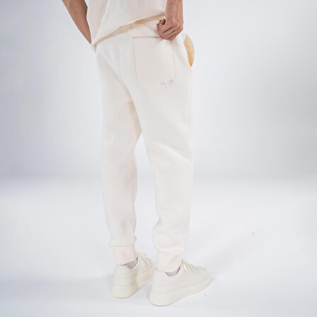 Agar Erkek Kırık Beyaz Cepli Lastikli Jogger Pantalon Eşofman Altı | XL