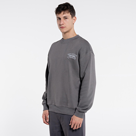 Jonnie Erkek Koyu Gri Bisiklet Yaka Ekstra Oversize Sweatshirt - 3 İplik | S