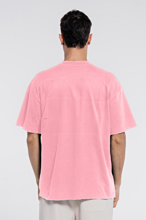 Friday Tee Pembe Erkek %100 Pamuk Ekstra Oversize Bisiklet Yaka Tişört | S