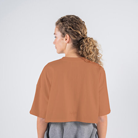 Soft Crop Kadın Yavru Ağzı %100 Pamuk Bisiklet Yaka Ekstra Oversize Tişört  | XL