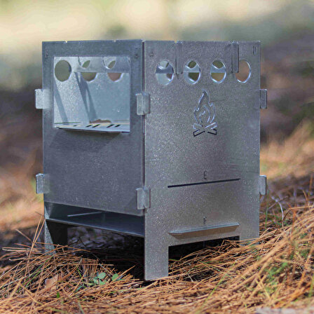 Kamp Ayısı® PyroLite™ Ateş Kutusu: Pratik ve Katlanır Çok Yakıtlı Çantalı Metal Kamp Ocağı 
